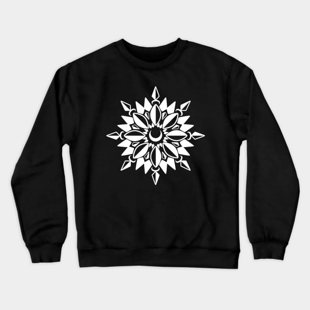 Abstract Moon Flower Print (White) Crewneck Sweatshirt by Axiomfox